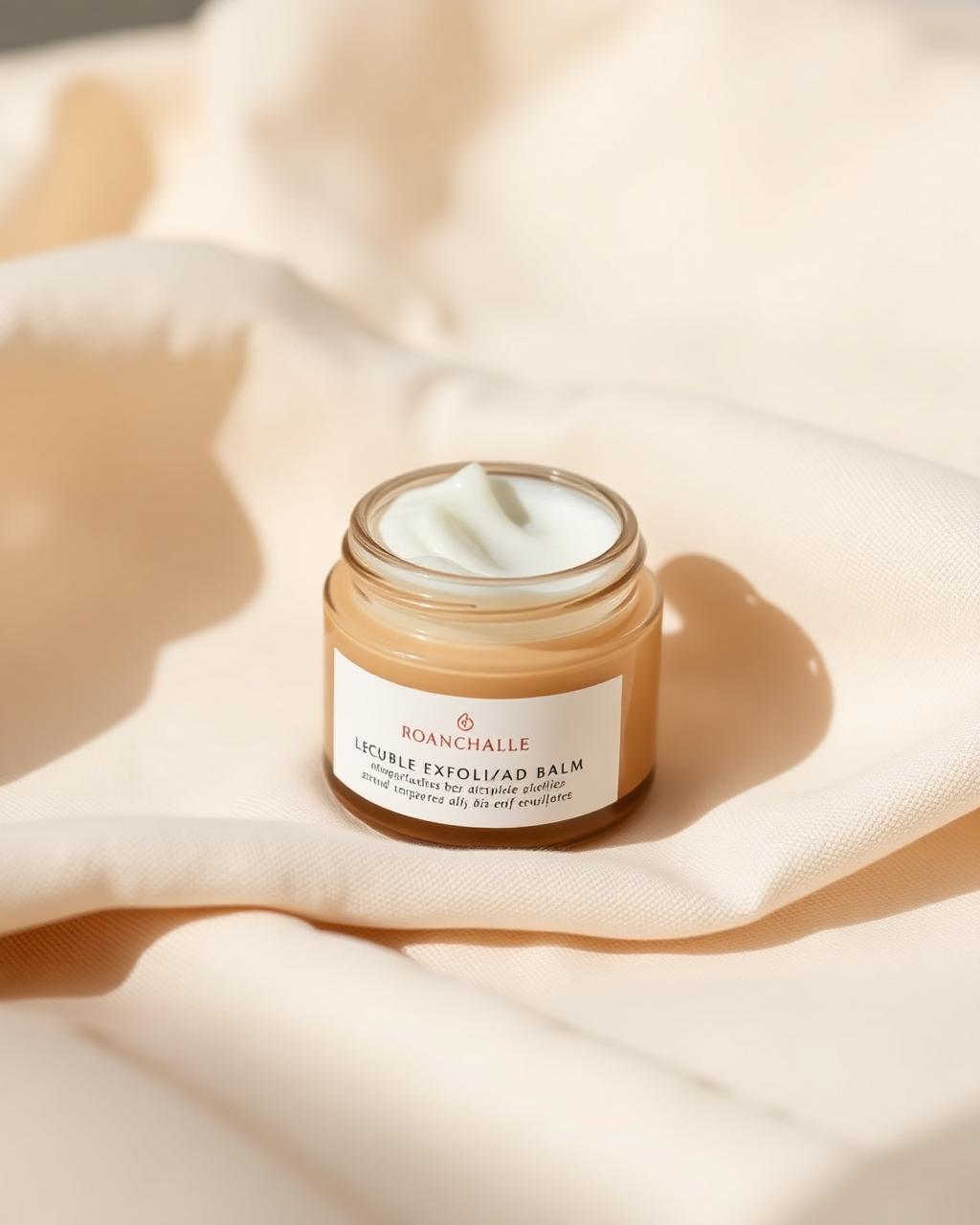 Small ceramic jar of cuticle exfoliating balm